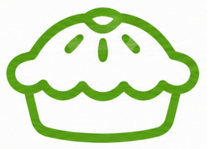 Green outline cupcake icon, simple line drawing